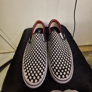 Skechers Black and White Polka Dot Slip-On Sneakers Size 8.5